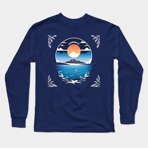 Corsica Island Long Sleeve T-Shirt by TaevasDesign